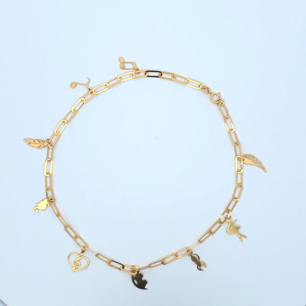 18K anklet with charms 3.81g