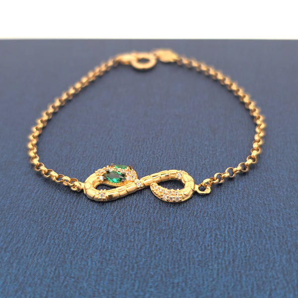 18K infinity snake with green stone 4g