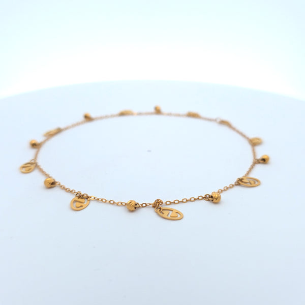 21K anklet with charms 2.78g