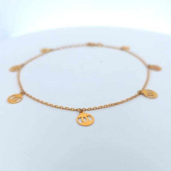 21K anklet with charms 3.57g